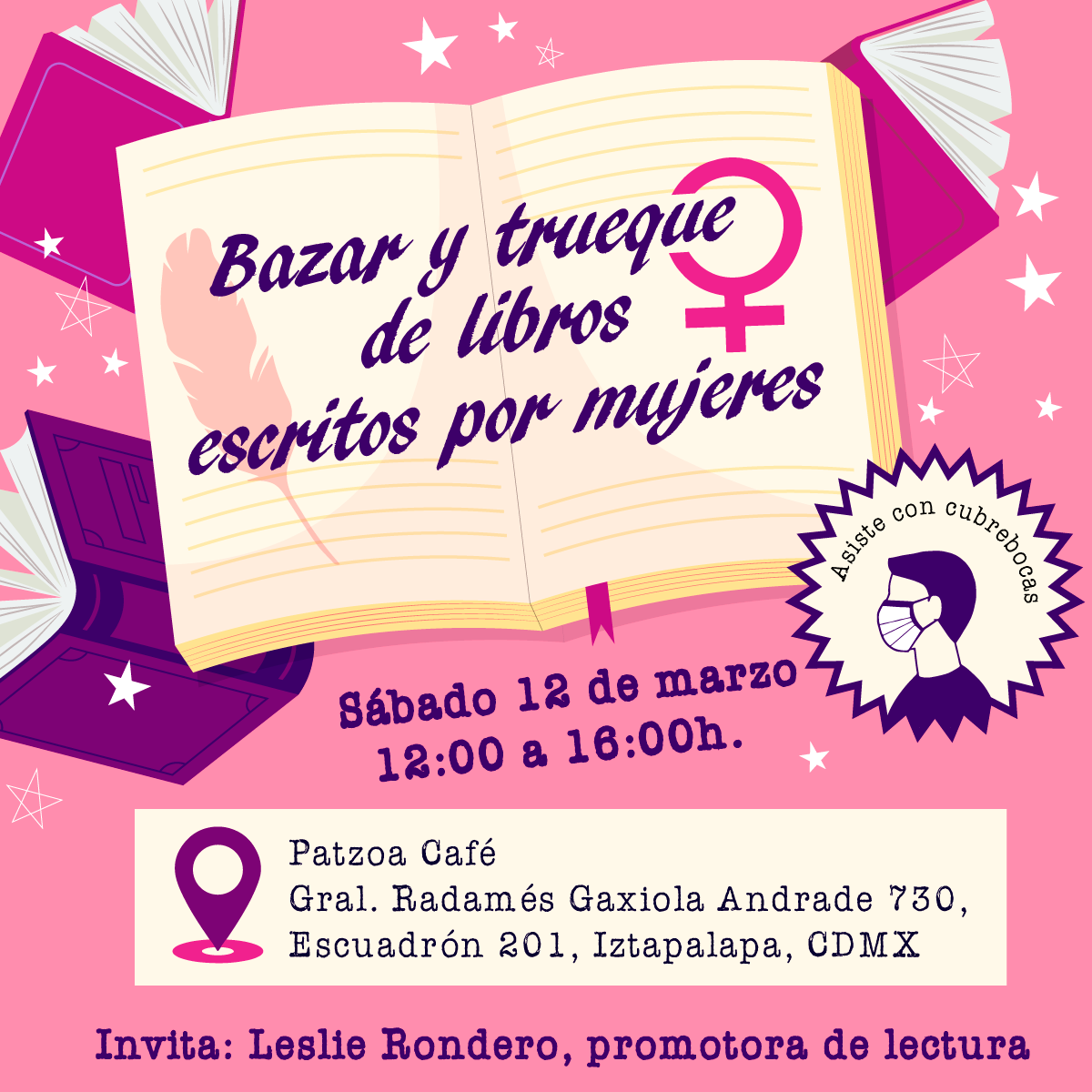 Bazar y trueque de libros escrito por mujeres
